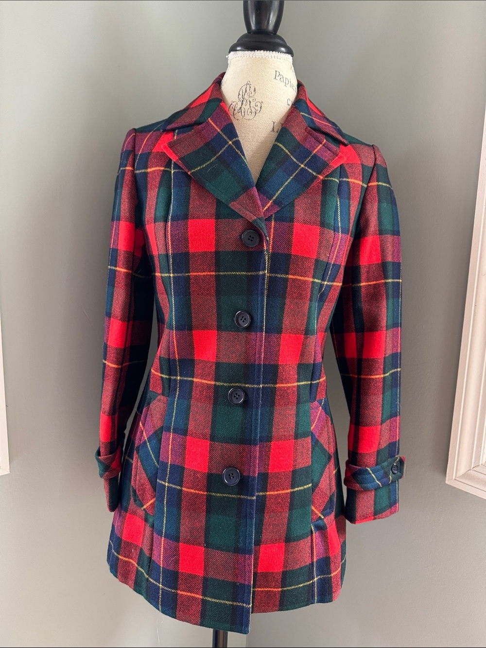 Pendleton 1970’s wool plaid fitted hip length jacket size small